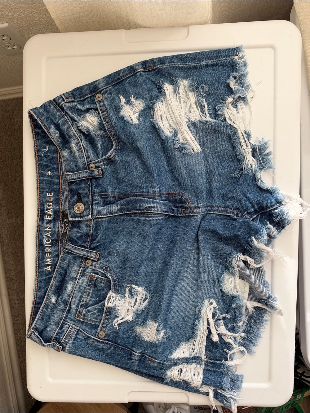 American Eagle Outfitters Ripped High-Rise Blue Denim Cutoff Shorts